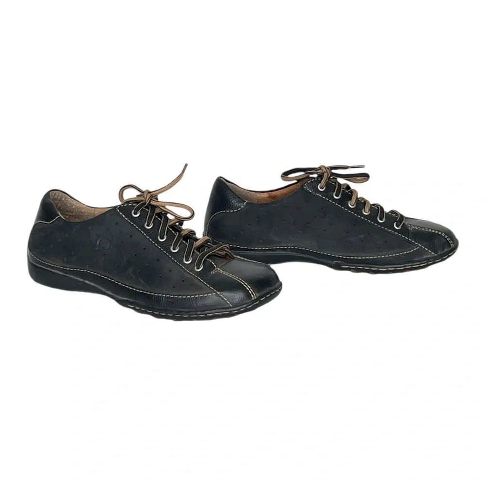 Born Womens Size 7 Hawkeye Black Leather Lace Up Shoes